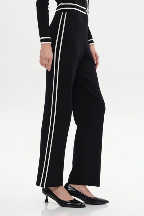 Úpletové nohavice s kontrastným lemom